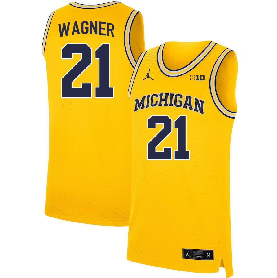 Michigan Wolverines #21 Franz Wagner College Basketball Jerseys Stitched Sale-Maize